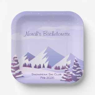 Winter Mountain Bachelorette Weekend Custom Paper Plate