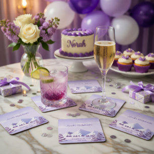 Winter Mountain Bachelorette Weekend Custom  Square Paper Coaster