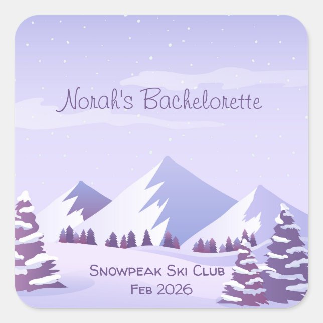 Winter Mountain Bachelorette Weekend Custom  Square Sticker (Front)