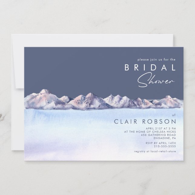 Winter Mountain Evening Bridal Shower Invitation (Front)