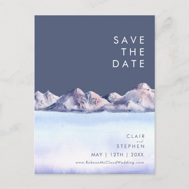 Winter Mountain Evening Save The Date Postcard (Front)