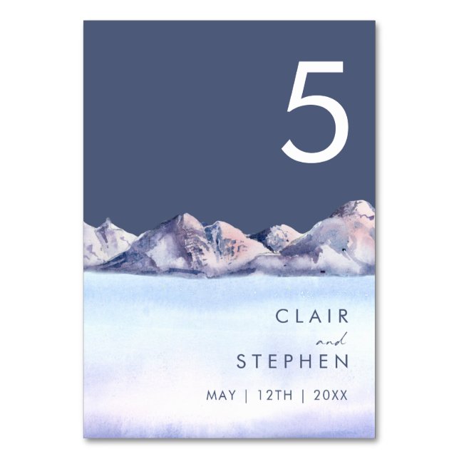 Winter Mountain Evening Table Number (Front)