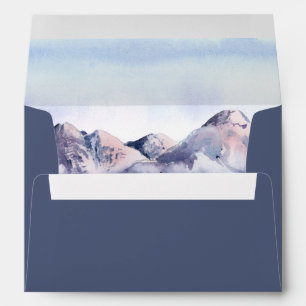 Winter Mountain Evening Wedding Invitation Envelope