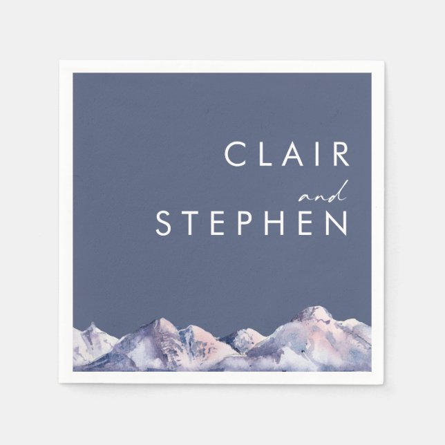 Winter Mountain Evening Wedding Napkins (Front)