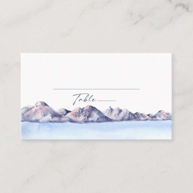 Winter Mountain Flat Wedding Place Card (Front)