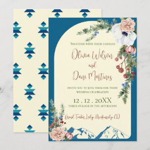 Winter Mountain Flowers Wedding Invitation