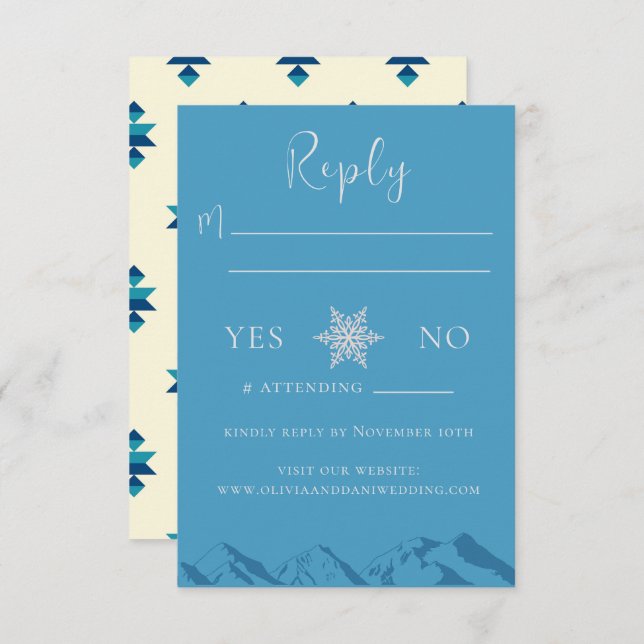 Winter Mountain Flowers Wedding Response Card (Front/Back)