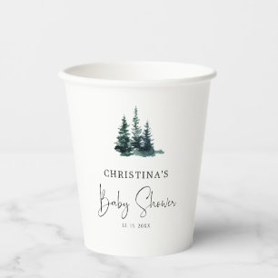 Winter Mountain Forest Baby Shower Paper Cups