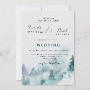 Winter Mountain Forest Faire-part de mariage rusti