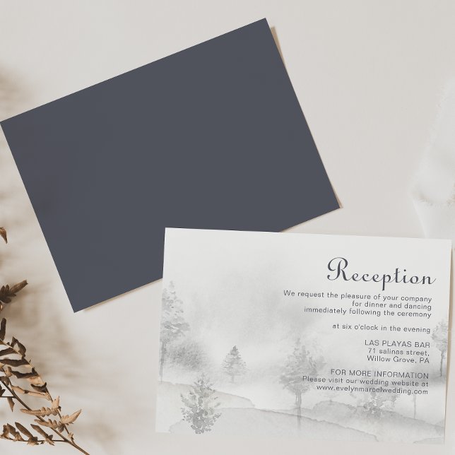 Winter Mountain Forest Wedding Reception   Enclosure Card (Creator Uploaded)