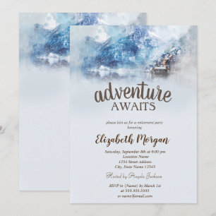 Winter Mountain Lake Retirement Party  Invitation