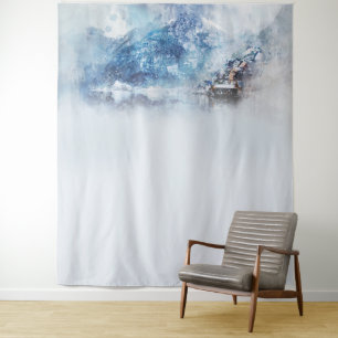 Winter Mountain Lake Tapestry
