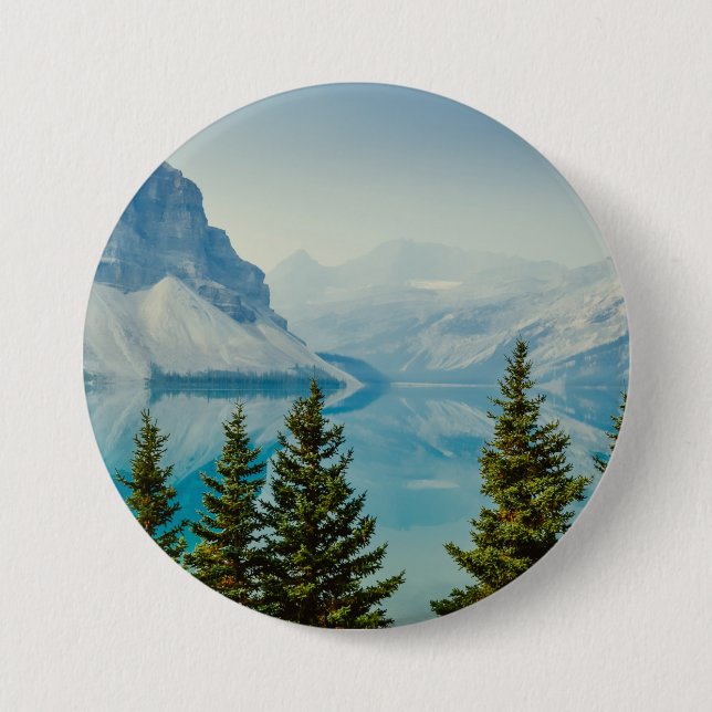 winter mountain lakes 3 inch round button (Front)