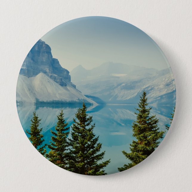 winter mountain lakes 4 inch round button (Front)