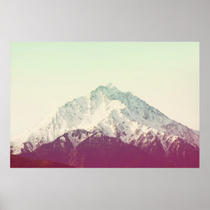 Winter mountain peak, hipster vintage filter poster