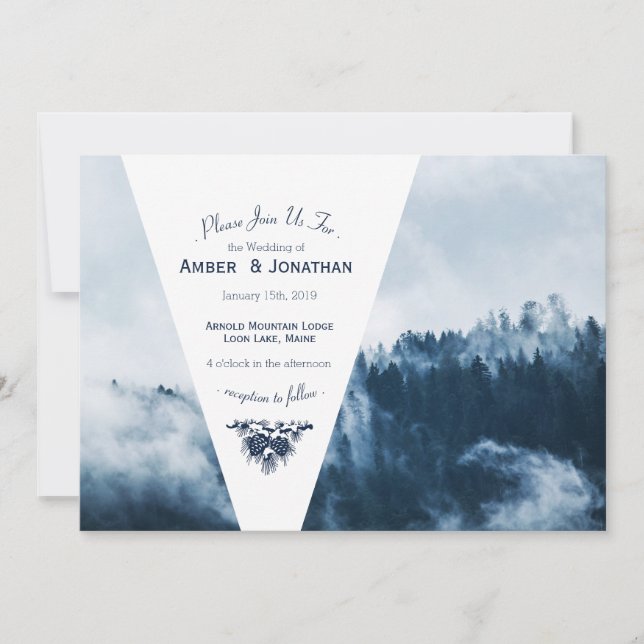 Winter Mountain Pines Wedding Invitation (Front)