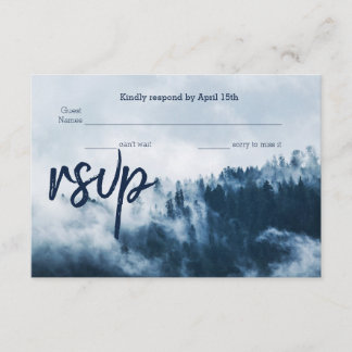 Winter Mountain Pines Wedding RSVP Card