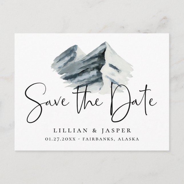 Winter Mountain Save the Date Announcement Postcard (Front)