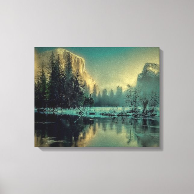 Winter Mountain Scene by the Lake Canvas Print (Front)