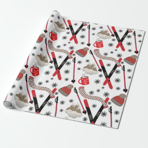 WInter Mountain Ski Trip Theme Pattern Wrapping Pa Paper