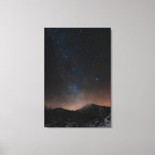 Winter mountain Snežnik under the starry night sky Canvas Print