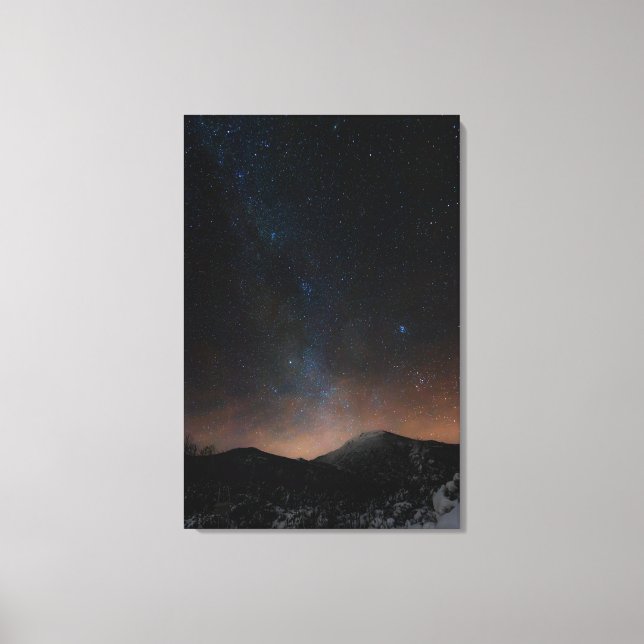 Winter mountain Snežnik under the starry night sky Canvas Print (Front)