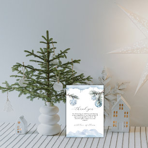 Winter Mountain Snowflake Ornament Baby Shower  Thank You Card