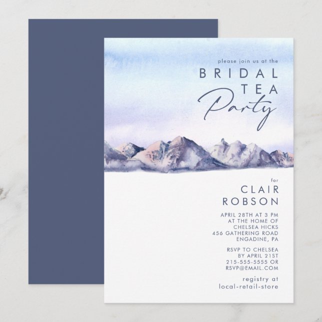 Winter Mountain Sunset Bridal Tea Party Invitation (Front/Back)