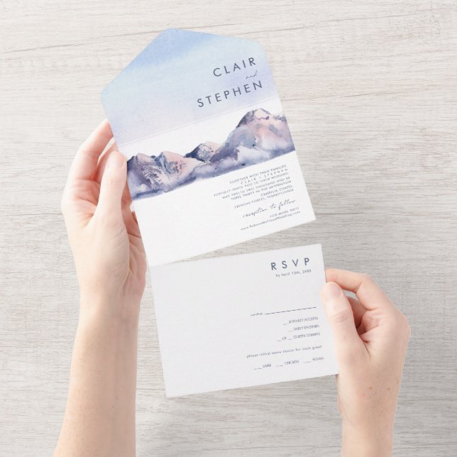 Winter Mountain Sunset Seal And Send All In One Invitation (Tearaway)