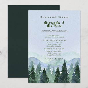 Winter Mountain Tree Scenery Rehearsal Dinner Invitation