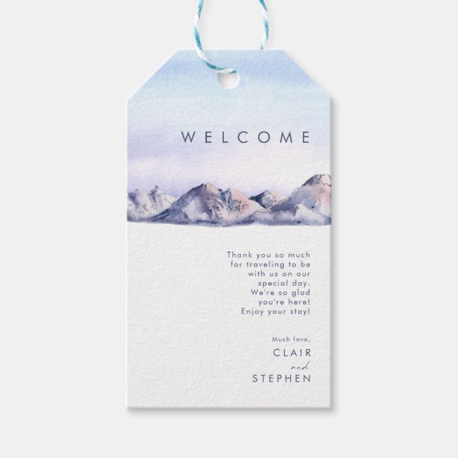 Winter Mountain Wedding Welcome Gift Tags (Front)