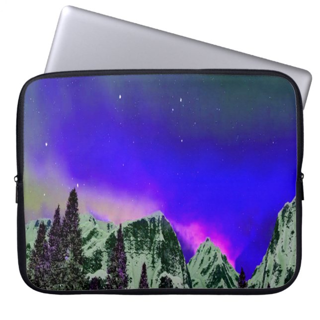 Winter Mountains at Night Laptop Sleeve (Front)
