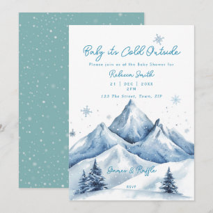 winter mountains baby shower invitation