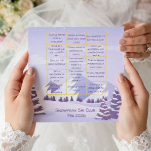 Winter Mountains Bachelorette Party Bingo Game Thank You Card