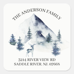 Winter Mountains   New Home Address Label Sticker