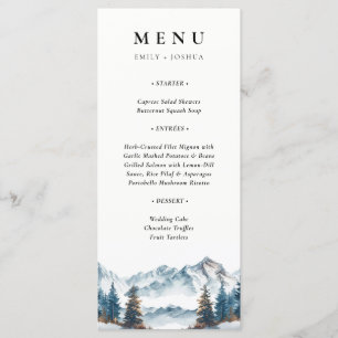 Winter Mountains Pine Tree Wedding Menu