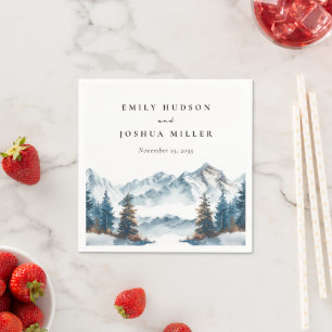 Winter Mountains Pine Tree Wedding Napkin