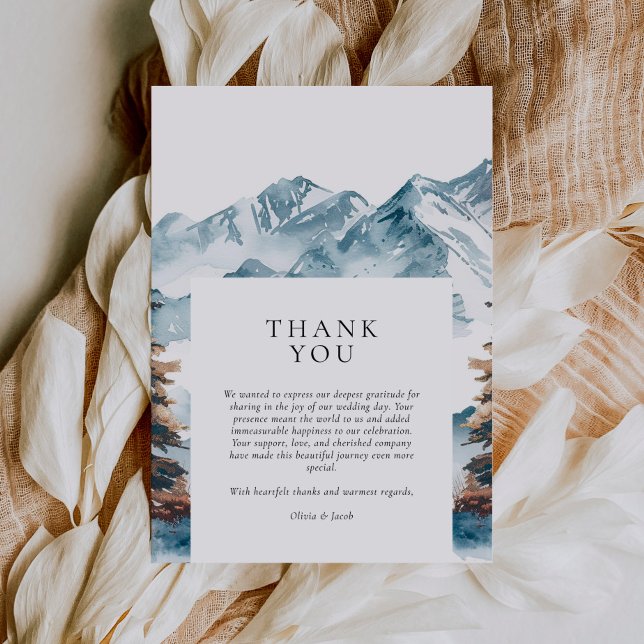 Winter Mountains Pine Tree Wedding Thank You Card (Creator Uploaded)