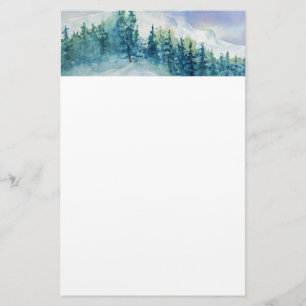 Winter Mountains Snow Christmas Letter Stationery