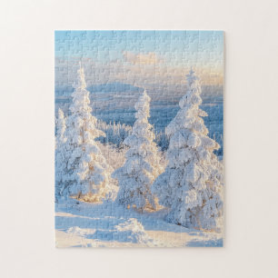 Winter Mountains Snow Pine Trees Jigsaw Puzzle