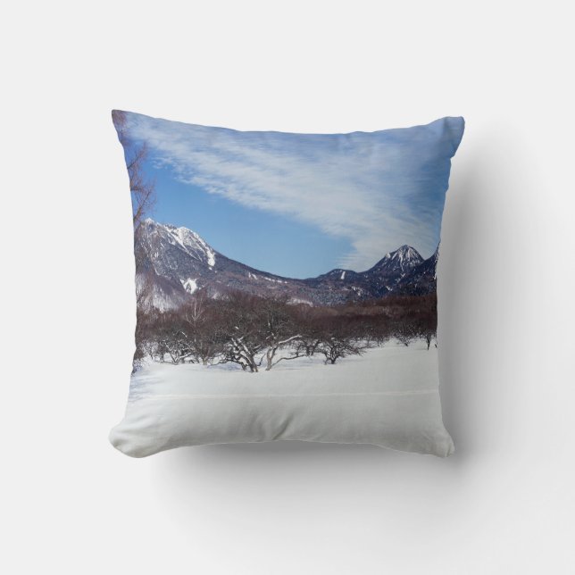 Winter Mountains Throw Pillow (Front)