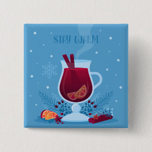 Winter Mulled Wine 2 Inch Square Button