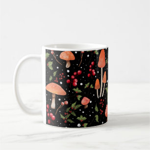 Winter Mushroom Cotagecore Christmas Pattern Coffee Mug