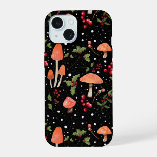 Winter Mushroom Cotagecore Christmas Pattern iPhone 15 Case