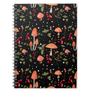 Winter Mushroom Cotagecore Christmas Pattern Notebook