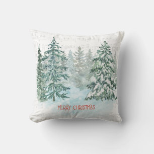 Winter Music Christmas Pine Throw Pillow