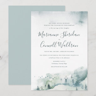 Winter Mystère II Formal Script Wedding Invitation