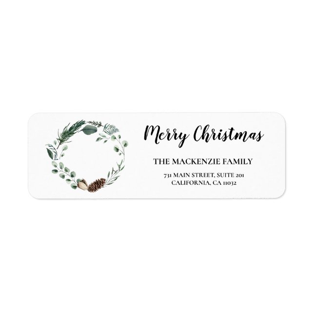 Winter Nature | Pine Wreath Return Address Label (Front)
