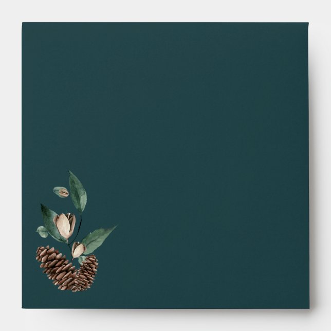 Winter Nature | Watercolor Foliage Magnolia Square Envelope (Front)