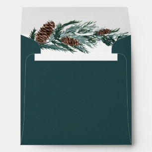 Winter Nature Watercolor Pine Cone Square Envelope